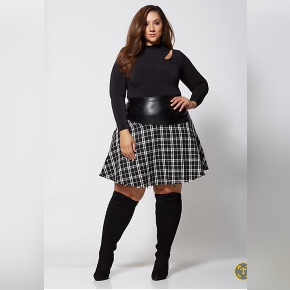 NWT FTF Tweed Plaid Ruffle Skirt 1 (14/16)